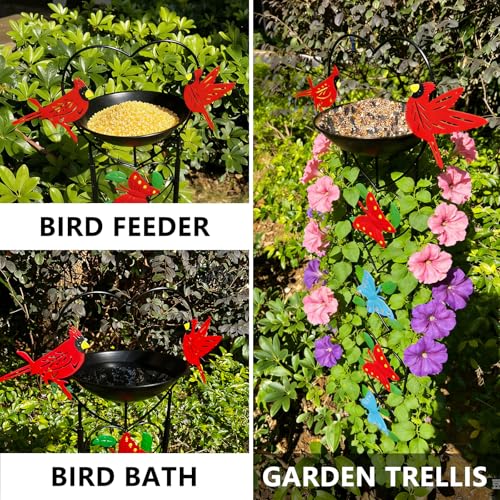 Butterfly Bird Bath Garden Trellis for Climbing Plants Outdoor, Cardinal Bird Feeder for Wild Birds, Garden Decorations for Gifts(37x10 inch)
