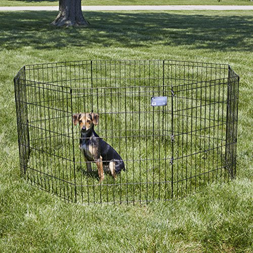 MidWest 30-Inch Exercise Pen, No Door, 16 Sq Ft Play Area | for Indoor and Outdoor Use, No Door Design for Maximum Security, Easy to Set Up, Foldable Playpen - color: Black No Door, size: 30" H