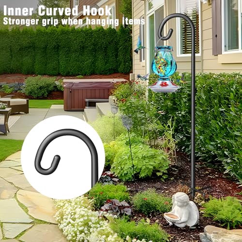 Shepherd Hook for Outdoor, 60" Heavy Duty Bird Feeder Pole with 5 Prong Base, Adjustable Height Bird Feeder Stand Ideal for Hanging Bird Feeders, Plant, and Garden Decorations - size: 60 Inch