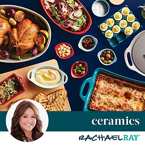 Rachael Ray Solid Glaze Ceramics Egg Tray/Holder, 12 Cup, Teal - color: Teal