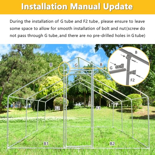 Large Chicken Coop Chicken Runs for Yard with Cover Outdoor Metal Pet Pens Poultry Cage Duck Rabbit House Backyard Use - size: 120.0"L x 76.8"W x 79.2"H