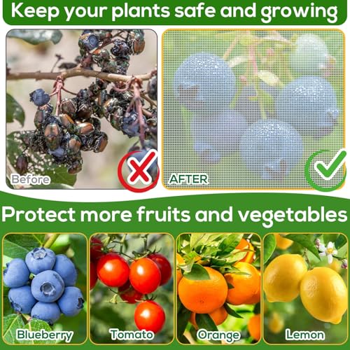 2 Pack 4 x 5 ft Fruit Tree Netting Covers with Zipper and Drawstring | Ultra-Fine Mesh Plant Cover for Fruit Trees, Flowers and Vegetables, Helps Shield Plants from Birds and Insects - size: 5 x 4FT/2Pack