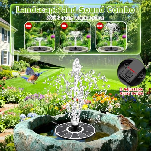 SZMP Solar Fountain with 3 Spray Height, 3.5W Glass Solar Bird Bath Fountain with 4 Adjustable Fixed Rods, and 7 Nozzles, Outdoor Solar Water Fountain Pump for Bird Bath, Garden, Pool, Pond - color: White