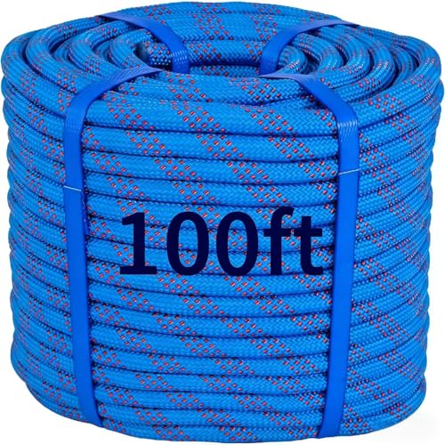 100ft 3/8 Inch Climbing Rope, Heavy Duty Arborist Rope(Blue) - size: 3/8in-100ft-Blue