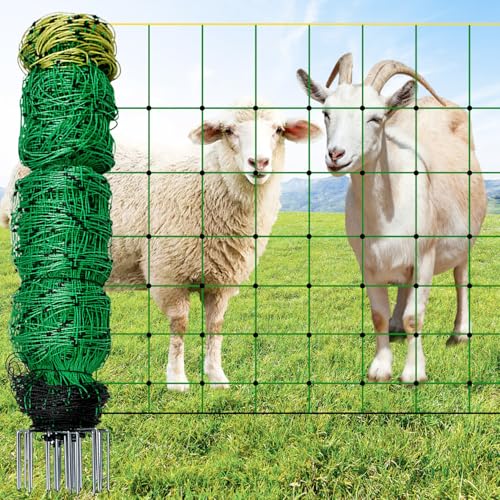 Electric Fence Netting, 42.5" H x 164'L, for Livestock, Cattle, Sheep, Goat | Electric Netting Fence, Pre-Assembled, 14 Posts Double Spiked, Portable Livestock Nets Used in Backyards, Farms and Ranches - size: 42.5" H x 164'L Livestock