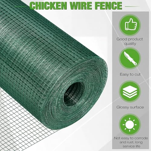 Tatuo Hardware Cloth 1/2 Inch 48in x 150ft Hot Dip Galvanized After Welded Cage Mesh Rolls 21 Gauge Metal Chicken Wire Roll Wire Fencing Poultry Netting for Raised Garden Rodent Animals(Green) - color: Green, size: 48in X 150ft