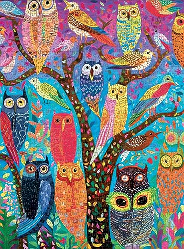 Cross & Glory | 1000 Piece Jigsaw Puzzles for Adults | Owl Oasis | The Vibrant Perch | Whimsical Owl & Garden Collage | 2mm Thick Pieces | Bonus Reference Poster | Satin Finish | Ages 14+ - color: Owl Oasis the Vibrant Perch