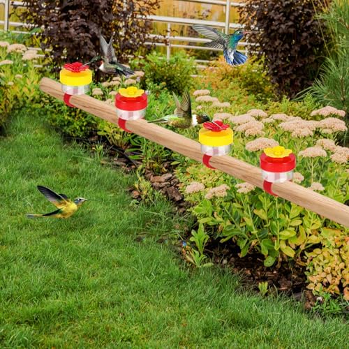 Handheld Hummingbird Feeders with Cleaning Brush, 4-Pack, Mini Hand Feeder | Mini Flower Hand Held Hummingbird Feeder Ring for Window Outdoor Wild Perch Feeding, Plastic Hummingbird Feeders