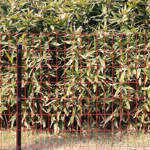 Red PVC Coated Welded Wire Fence 36" x 50' Roll, 2"x4" Mesh, 14 Gauge | Vinyl Coated Garden Fencing, Yard & Pet Barrier, Chicken Wire Fencing, Dog Enclosure Mesh, Vegetable Plant Protector - color: Red, size: 2''x4'' 14GA 36''x50'