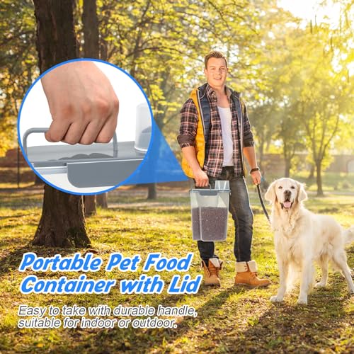 TBMax Dog Food Storage Containers 2 Pack 8 to 10 Lbs, Airtight Pet Food Container Dispenser with Large Spout & Portable Handle, Travel Dog Treat Cat Food Storage Bin Bird Seed Container -Dark Grey - color: Grey 6+3Qt