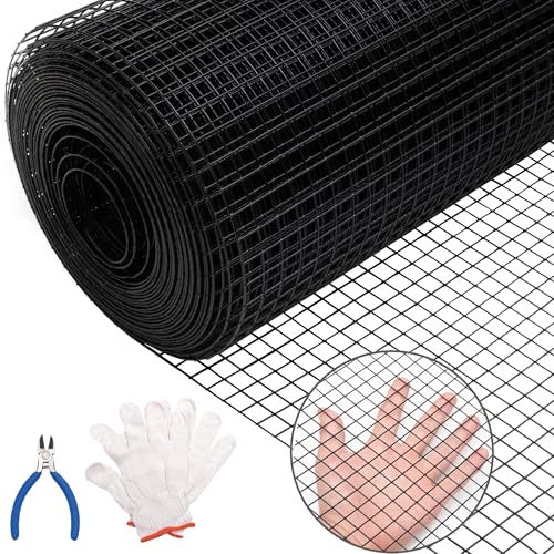 Black Hardware Cloth 16GA 1 inch 36inch(H) x 100ft(L), 16Gauge Wire Mesh Roll for Chicken Wire Fencing Metal Garden Fence Powder Coated Galvanized Welded Fence Poultry Cage Home Improvement Projects - color: Black, size: 16GA 1x1 36"x100'