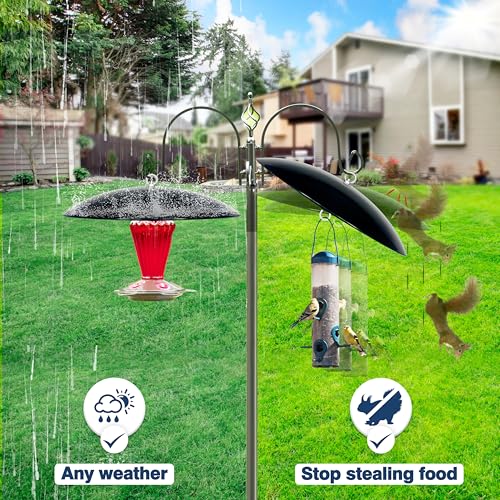 13" Bird Feeder Rain Guard, Hummingbird Feeders Shade Dome Cover, Hanging Baffle for Bird Feeder Pole,Smart Birds Feeder Umbrella (Black), 2 Pack - color: Black, size: 13Inch / 2 Packs