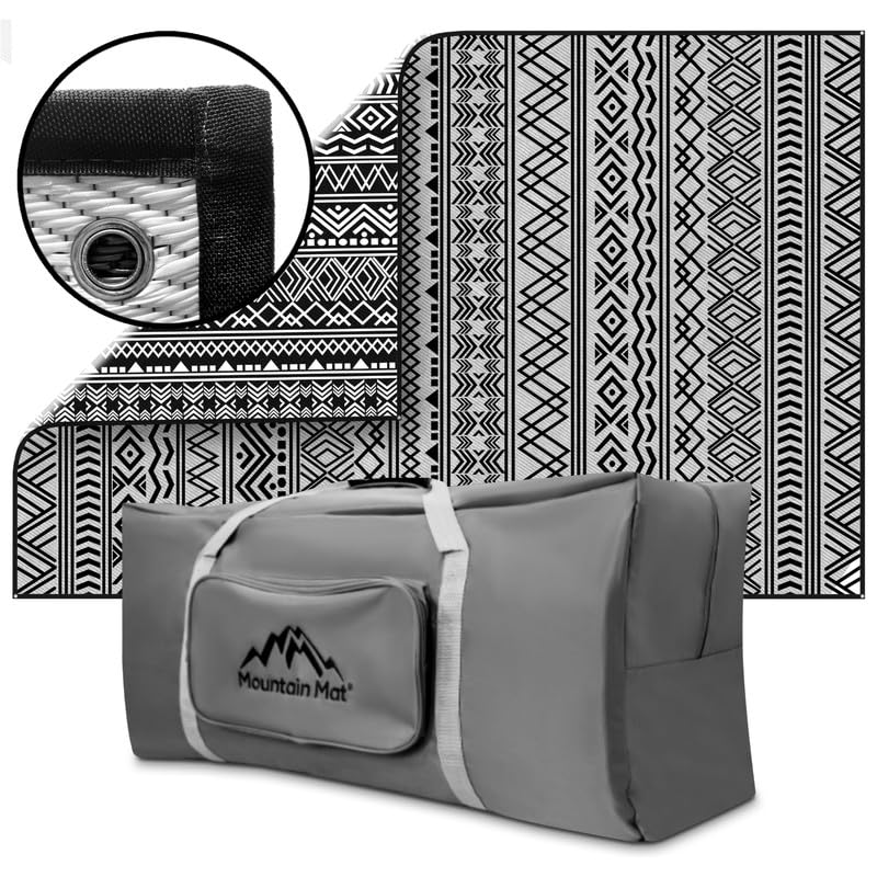 Black & Cream 8x12 Indoor/Outdoor Mat - color: Black & Cream, style: 8' x 12'