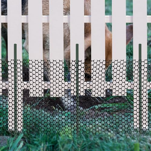 Marsui Animal Barrier Fence 12in x 66ft No Dig Garden Fence Mesh Fencing with Steel Stake Movable Portable Temporary for Poultry Dogs Rabbits Chicken Snake Barrier Garden Backyard Outdoor - size: 12in x 66ft