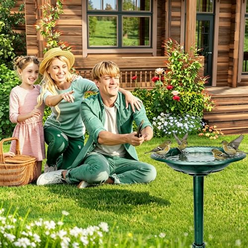 Outdoor Antique Bird Bath Polyresin Lightweight Garden Birdbath for Outside Weather-Resistant Bird Baths(Green) - color: Green