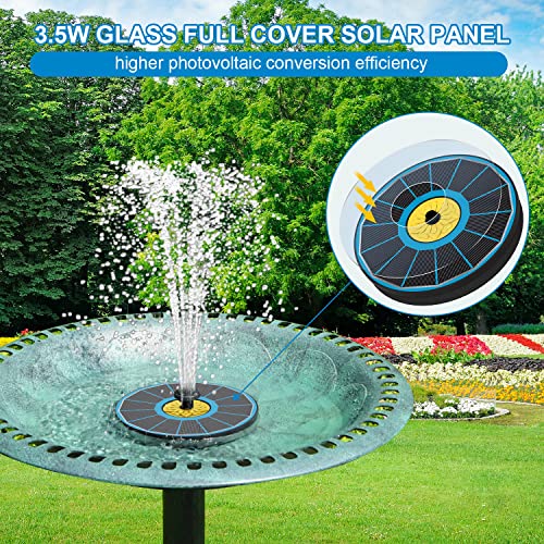 Yzert Solar Fountain for Bird Bath, 3.5W Upgraded Solar Bird Bath Fountain with 4 Fixed Pipes 7 Nozzles No Battery, Solar Fountain Pump for Bird Bath Small Ponds Pool Outdoor(Blue) - color: Blue