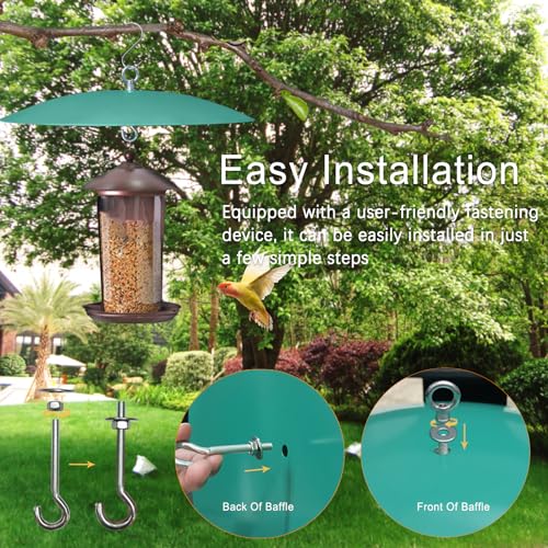 Bird Feeder Baffle, Metal Hummingbird Feeders Rain Guard for Bird Houses for Outside 13 inch Metal Hanging Baffle Weather Guard Cover