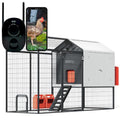 Smart Coop with Steel Run – Weatherproof, Predator-Proof Chicken Coop with Dual Smart Cameras, Automatic Door, Solar Optional for 4-6 Chickens - size: 102.9"L x 32.0"W x 54.8"H