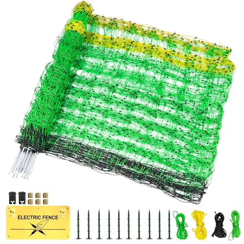 Electric Fence Netting, 49.6" H x 164' L, Portable Livestock Nets Mesh for Hog, Dogs, Deer, Goats, Larger Animals Electric Fencing for Backyards, Homesteaders, Farms, Ranches, Gardens - size: 49.6" H x 164' L Livestock