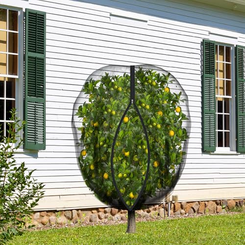 2 Pcs Black Large Fruit Tree Netting with Zipper and Drawstring, 5.3 x 5.3 Ft Breathable Mesh Garden Bird Netting Plant Cover, Insect Bird Barrier Net Mesh for Protect Plants from Squirrel Bugs - color: 2 Pcs, size: 5.3 x 5.3 Ft