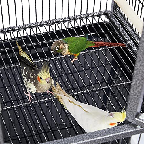 Yaheetech 41.5" Stackable Divided Breeder Breeding Parakeet Bird Cage for Canaries Cockatiels Lovebirds Finches Budgies Small Parrots with Rolling Stand, Black - color: Black