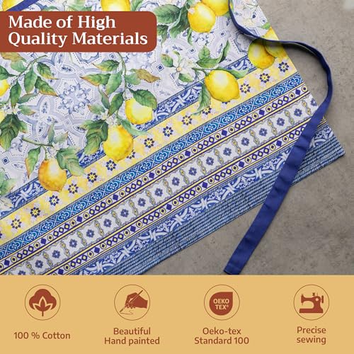 Maison d' Hermine Aprons for women with Pocket 100% Cotton (27.50"x31.50") | Adjustable Neck Strap & long ties Apron Men Chef Wedding Cooking Gardening Server Maid - color: 025 - Citrus