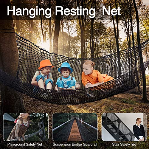 Tongmo Climbing Cargo Net, 6.5' X 9.8' Double Layers Playground Safety Net, Kids Backyard Climbing Net, Used for Treehouse Accessories...with Storage Bag and Carabiners