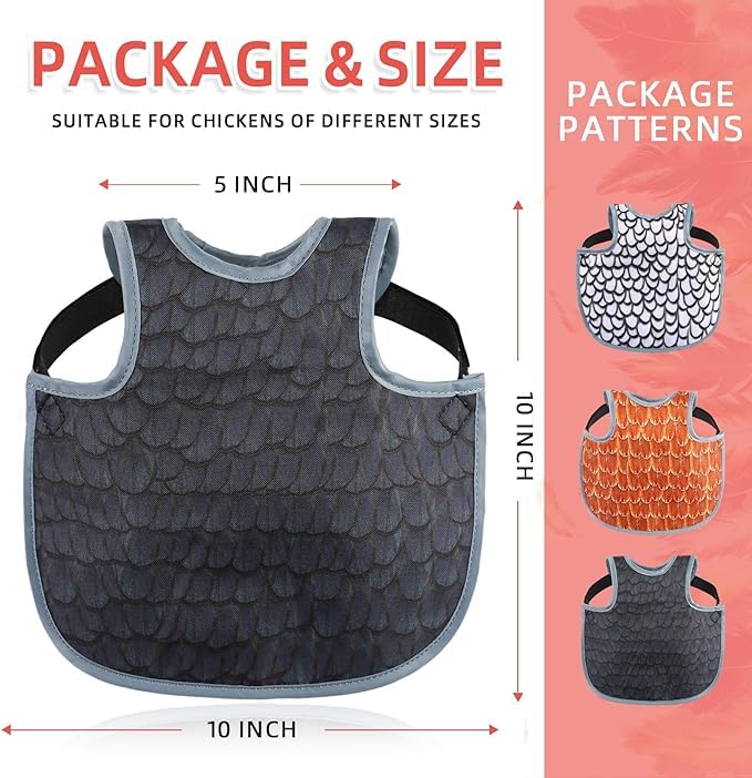 Chicken Saddles for hens, Chicken Hen Mating Saddle | Chicken Apron Back Protector for Hens With Adjustable Strap - color: Black