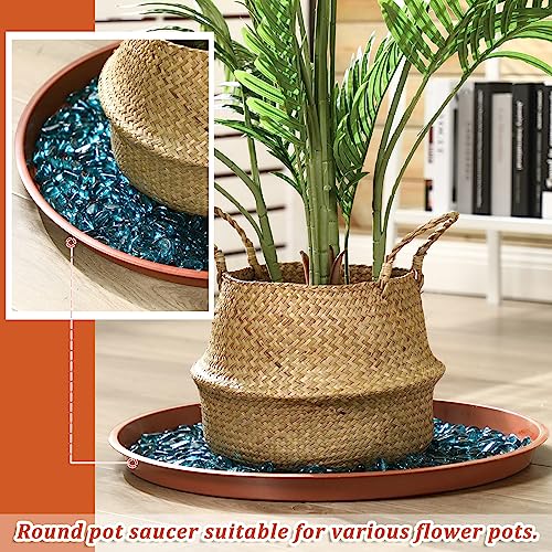 Eccliy 6 Pack Plastic Plant Saucer Heavy Duty Planter Saucers Large Plant Pot Saucers Plastic Water Trays for Indoors and Outdoors Flower Plant Plant Drip (Terracotta,23 Inch) - color: Terracotta, size: 23 Inch, style: Round