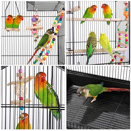 Yaheetech Bird Cage 64'' Medium Small Parrot Parakeet Bird Cages with Detachable Rolling Stand for Parrot Lovebirds Finches Parakeets Budgie Parrotlet Conures, Pet Flight Birdcage - color: Black