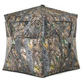 Tangkula 3 Person Pop up Ground Blind, Portable Hunting Blind with Mesh Windows, Carrying Bag & Ground Stakes, Camouflage Hunting Tent with Hub System, Camo Deer Blinds for Hunting - style: Triangular window