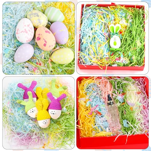 FOIMAS Easter Grass Basket Filler,11.6oz Shred Craft Paper with Confetti for Easter Basket Filler Stuffer Gift Packaging Supply - color: Green Blue