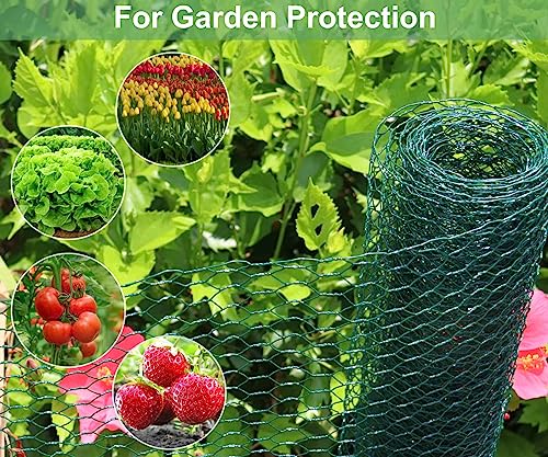 Mklsit Chicken Wire 15.7 x 315 Inches Chicken Wire Fencing Mesh, Green | PVC Coated Floral Chicken Wire, for Crafts Poultry Garden, Hexagonal Galvanized Chicken Coop Rabbit Wire Fencing Netting - size: 15.7 x 315 Inches