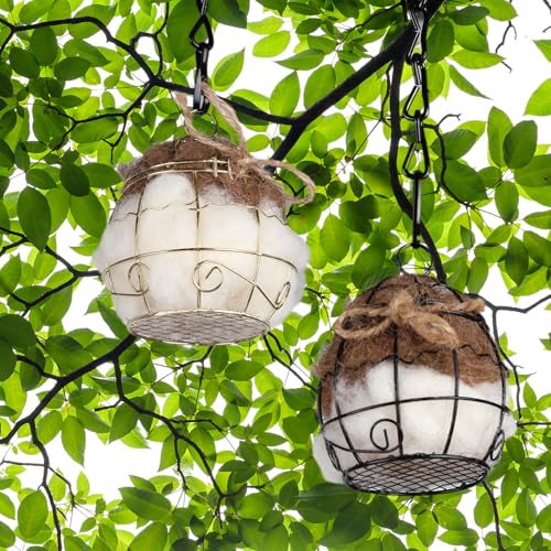 Bird Nesting Material, Hummingbird Nesters, Natural Alpaca Wool Material for Wild Birds, Design for Bird Lover Gifts, Nesting Balls for Wild Birds, Refillable Outdoor Birds Nesting Station