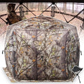 Extra Large Hunting Blind 4 Person with Portable Hunting Chair, 288 Degree See Through Pop up Ground Blinds for Deer Turkey Duck Hunting, Bow Hunting Adjust Windows with Silent Zipper - color: White