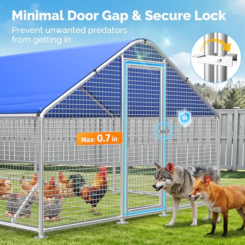Large Metal Chicken Coop with Galvanized Hardware Cloth, Chicken Coop Run Pen for Yard with Waterproof Cover, Outdoor Large Walk-in Chicken Coops for 30 Chickens Duck Pen House Cage Run - size: 212.6"L x 106.3"W x 76.8"H