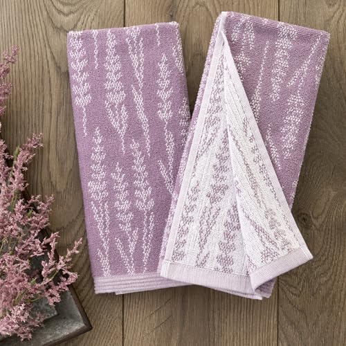 SKL Home Lavender Silhouette 100% Cotton Jacquard 2pc Hand Towel Set, Reversible & Decorative for Bath/Kitchen/Bar & Gift, Purple - color: Lavender Silhouette