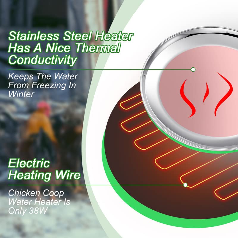 Chicken Water Heater for Winter Chicken Heated Waterer Base 110v 38w Surface Temperature Can Reach About 140 Fahrenheit Degree Poultry Drinker Electric Water Base(8.3 x 8.3 Inches,Green) - color: Green, size: 8.3 x 8.3 Inches