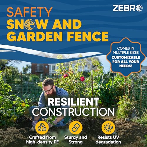 ZEBRO 4' x 100' Green Plastic Garden Fence Roll – Standard Duty Safety Netting for Snow, Poultry, Deer, Dogs – Reusable Outdoor Barrier for Yard, Landscaping, Animal Protection - color: Green, size: Standard-Duty 4' x 100'