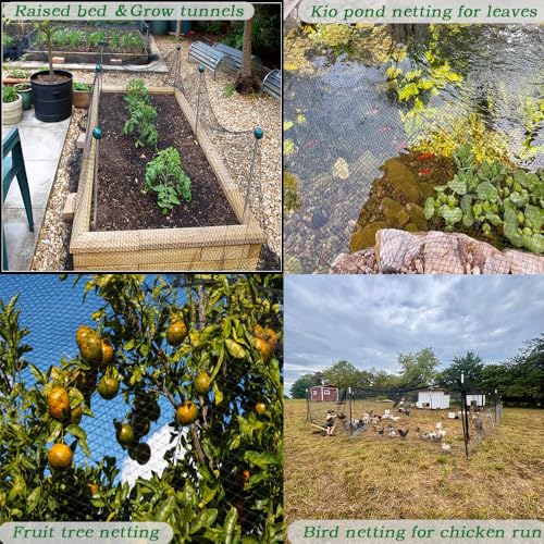 Junflying Bird Netting 15x20 Ft, 1/2" Mesh Heavy Duty Garden Netting | Extra Strong Woven Mesh Netting to Protect Blueberry Bushes, Fruit Trees, Vegetables From Birds, Deer, Squirrels, Poultry. - size: 15X20 FT