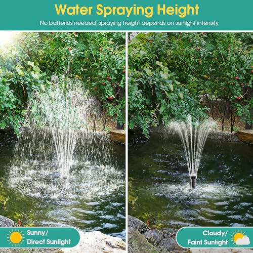 Antfraer 12W Solar Fountain Pump, Solar Pond Pump 160GPH Adjustable Flow with 16.5Ft Cord & 6.6Ft Tubing for Ponds, Wildlife Gardens, Bird Baths & DIY Water Features - style: 12W