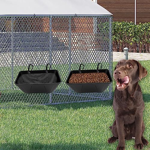 Hanging Fence Feeder for Chicken, Duck, Goat, Pig Poultry Feed Trough Chicken Feeder Bucket Feeding Container for Livestock (Black)