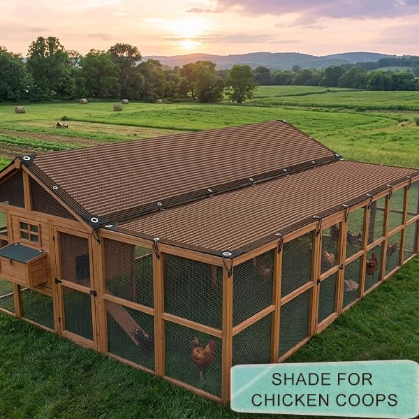 Shade Cloth Garden Plants,70% Sunblock Shade Neting - Mesh Tarp with Grommets for Patio Plants Greenhouse Kennel Porch Pergola Sun Protection Neting Cover, Brown 6x8FT - size: 6×8FT