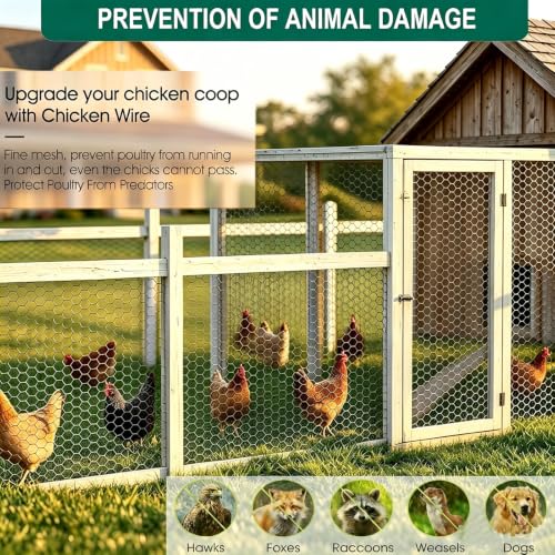 Chicken Wire Fencing, 16 Inx 276 in (40cm x 7m) Chicken Wire Mesh Roll, 1 in Mesh Poultry Wire Netting, Anti-Rust Hexagonal Galvanized for Chicken Coop Crafts Garden Fence with 50 Zip Ties - size: 16 x 276 Inches-1 Inch Mesh