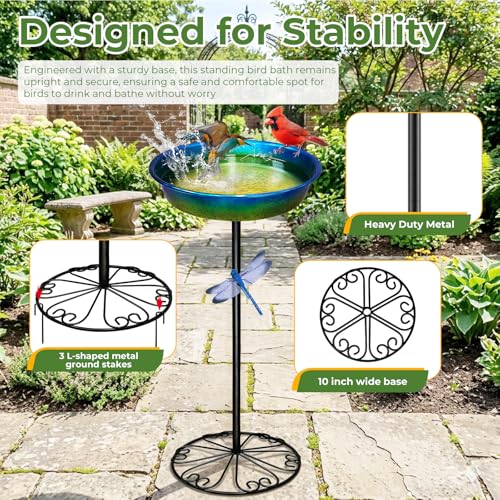 Birdbath for Outside 25'' Height Freestanding Birdbath Bird Feeder with Sturdy Base Gradient Color Outdoor Pedestal Bird Bath for Outdoor Garden Patio Backyard Lawn Decor Gift for Bird Lover - color: Gradient