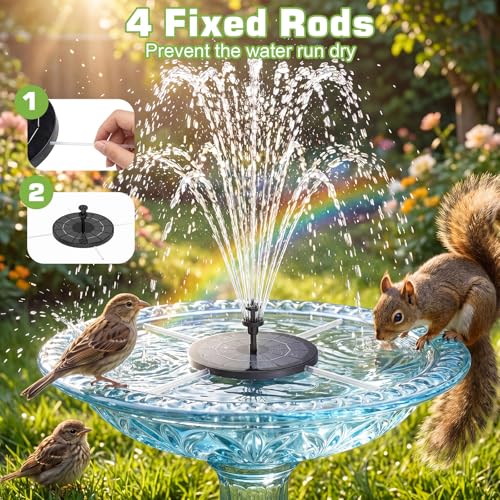 AISITIN 3.5W Solar Fountain Pump Built-in 1500mAh Battery with 10 Nozzles | Solar Fountain for Bird Bath with 4 Fixer, Solar Floating Water Pump, Fish Tank, Pond, Pool, Garden and Outdoor - color: Black