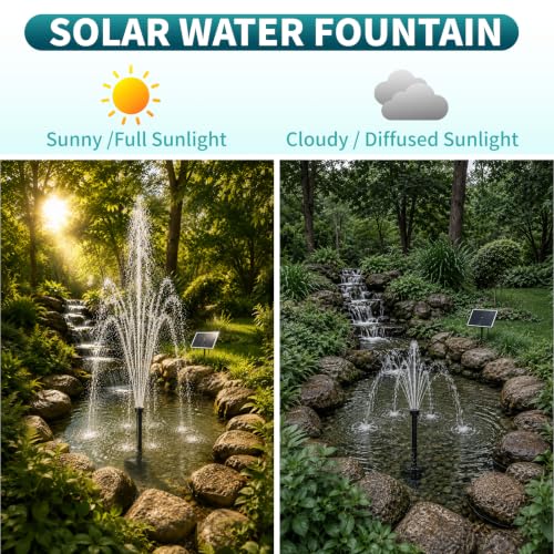 25W Solar Fountain Pump with 16.4FT Extra-Long Cable for Garden | Upgraded Solar Powered Water Fountain with High‑Efficiency Solar Panel & 3 Adjustable Nozzles for Bird Bath, Pond, Outdoor - color: 25w Solar Fountain