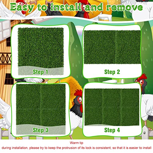 Zhengmy 12 Pcs Chickens Nesting Pads Set Nest Box Bedding Washable Nesting Pads for Chicken Coop, Artificial Grass Rug Carpet Synthetic Turf Mat, 12 x 12 x 1.2 Inches(Green) - color: Green