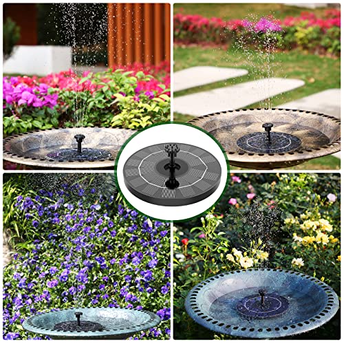 AISITIN 3.5W Solar Bird Bath Fountain Pump with 6 Nozzles & 4 Fixer | Solar Powered Water Fountain Pump for Garden, Ponds, Pool, Fish Tank, Aquarium and Outdoor, Black
