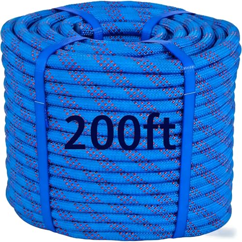 200ft 3/8 Inch Climbing Rope, Heavy Duty Arborist Rope(Blue) - size: 3/8in-200ft-Blue